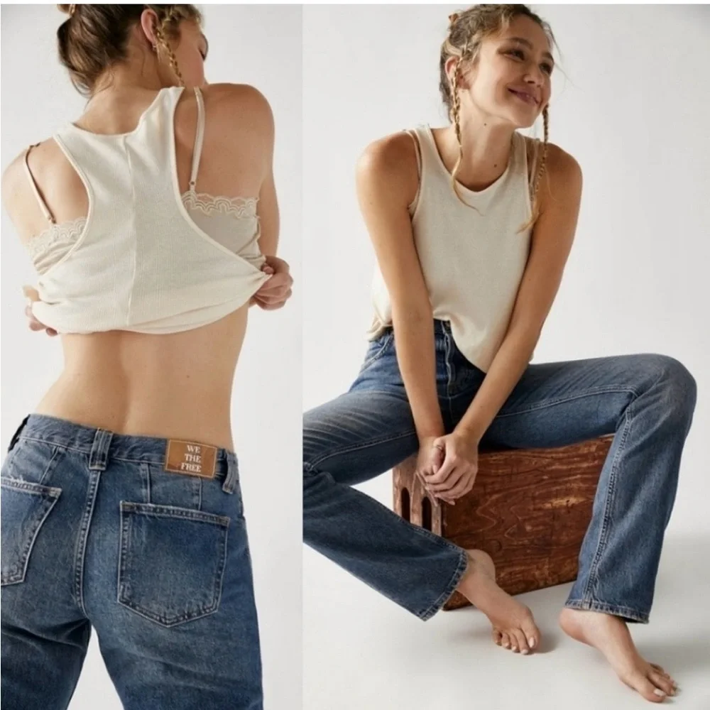 Free People We the Free Curvy Siren Low Rise Straight Leg Jean size 26 - Picture 2 of 6